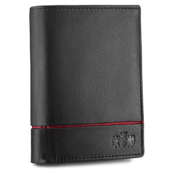 Portofel barbati - ® - ZG-N4-F5 - Fabriano - Piele naturala - 12.5x9x3 cm - Negru