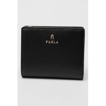 Portofel mic de piele cu aplicatie logo metalica Camelia