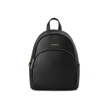 Rucsac dama -  piele ecologica - negru - 20x27x14cm