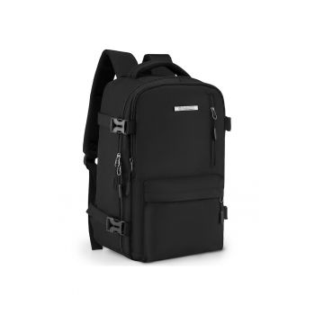 Rucsac voiaj - Negru - 40x20x15 cm - pentru avion - curele de compresie - atasabil la troler - 20L - ZG950
