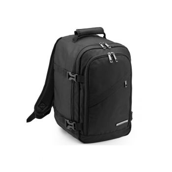 Rucsac voiaj - Negru - 40x20x25 cm - pentru avion - curele de compresie - atasabil la troler - 20L - ZG895