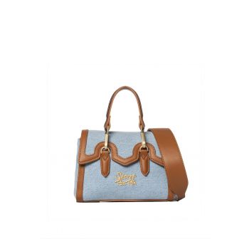 SECRET PON PON. - Geanta crossbody din denim cu garnituri din piele ecologica Lisandra Elite