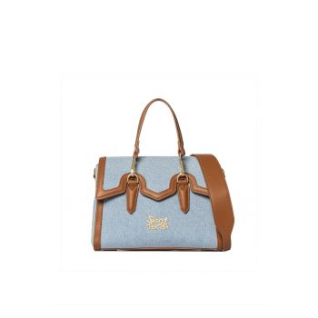 SECRET PON PON. - Geanta crossbody din denim cu garnituri din piele ecologica Valoria Chic