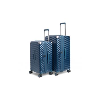 Set trolere extensibile  Trunk - policarbonat - 2 bagaje de cala - cifru TSA - 4 roti cu suspensii - albastru