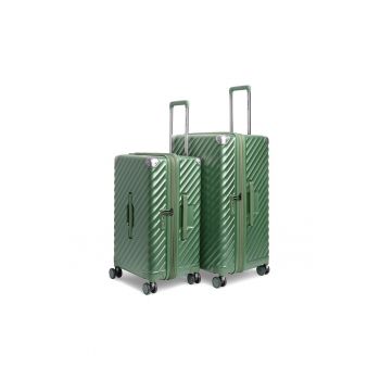 Set trolere extensibile  Trunk - policarbonat - 2 bagaje de cala - cifru TSA - 4 roti cu suspensii - verde