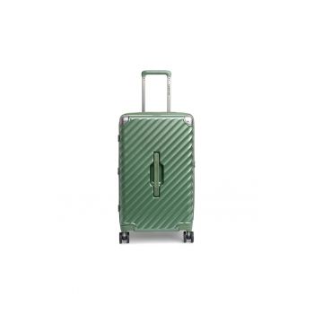 Troler mediu extensibil  Trunk - policarbonat - 67x39x32 cm - bagaj de cala - cifru TSA - 4 roti cu suspensii - verde