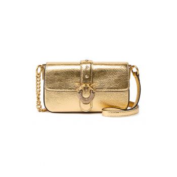 Geanta crossbody de piele cu aspect metalizat