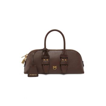 Geanta crossbody de piele cu lacat cu logo
