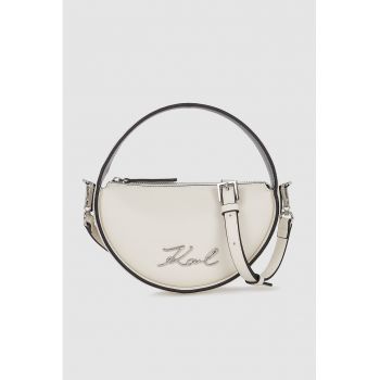 Geanta crossbody de piele cu logo metalic decorativ