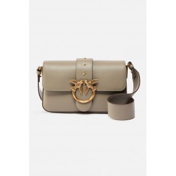 Geanta crossbody de piele cu logo metalic
