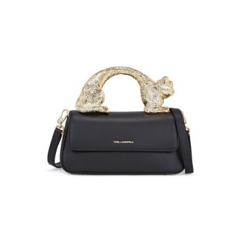 Geanta crossbody de piele cu maner metalic