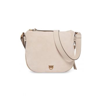 Geanta crossbody de piele intoarsa cu bareta ajustabila