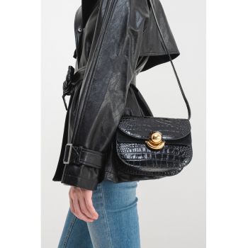 Geanta crossbody din piele cu aspect de piele de crocodil Sfera