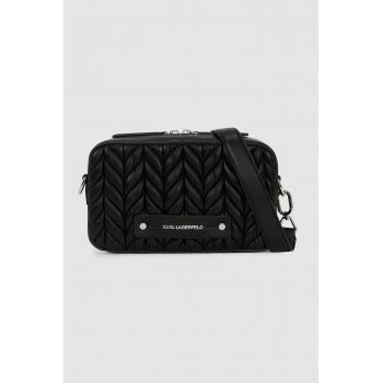 Geanta crossbody matlasata cu logo metalic