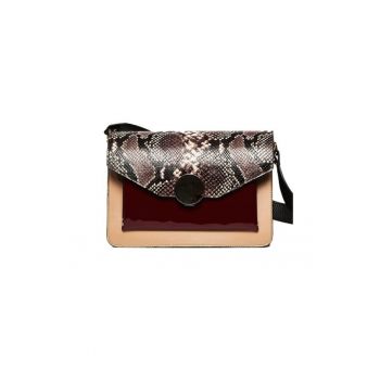 Geanta dama piele -  Arina - capucino bordo - 27x14x20 cm