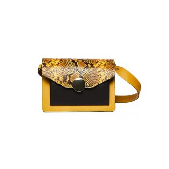 Geanta dama piele -  Arina - galben maro - 27x14x20 cm