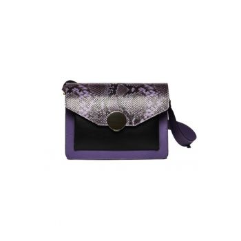 Geanta dama piele -  Arina - mov negru - 27x14x20 cm