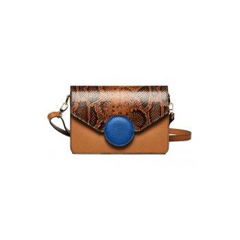 Geanta dama piele -  Carmen - coniac albastru - 22x10x15 cm