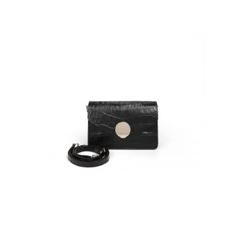 Geanta dama piele -  Carmen - croco negru - 22 x 10 x 15 cm