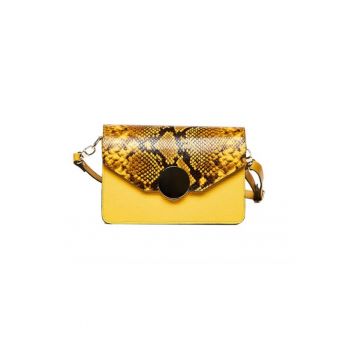 Geanta dama piele -  Carmen - galben - 22x10x15 cm