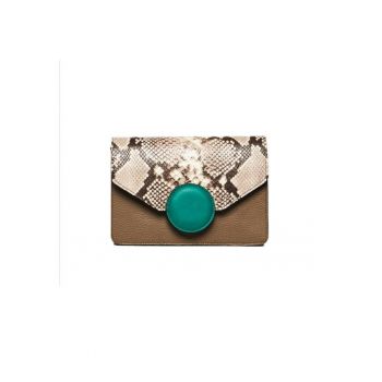 Geanta dama piele -  Carmen - grej verde mov - 22x10x15 cm