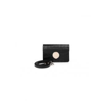 Geanta dama piele -  Cora - croco negru - 19 x 5 x 13 cm
