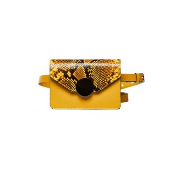 Geanta dama piele -  Cora - galben - 22x10x15 cm
