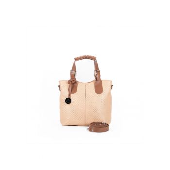 Geanta dama piele -  Cosulet Z mic - natur - 30x10x27 cm