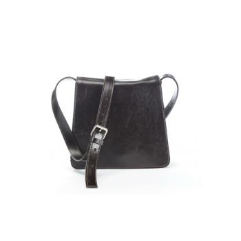 Geanta dama piele -  Cristal mic - maro inchis - 23x8x22 cm