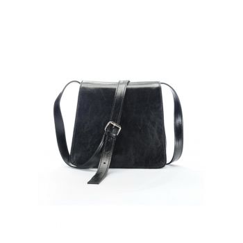 Geanta dama piele -  Cristal mic - negru - 23x8x22 cm