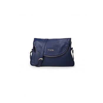 Geanta dama piele -  Dasty - albastru - 28 x 8 x 19 cm