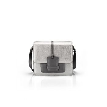 Geanta dama piele -  Diva - argintiu - 26x8x26 cm