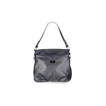 Geanta dama piele -  Eduard 5 - bleumarin - 28x4x26 cm