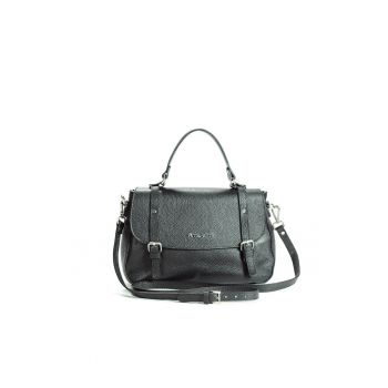 Geanta dama piele -  Elena - negru - 30 x 10 x 22 cm