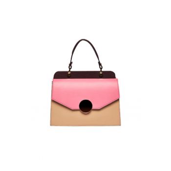 Geanta dama piele -  Felicia - roz capuccino - 26x12x20 cm