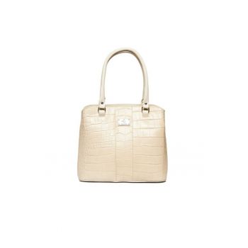 Geanta dama piele -  Gerda - bej - 26x12x20 cm