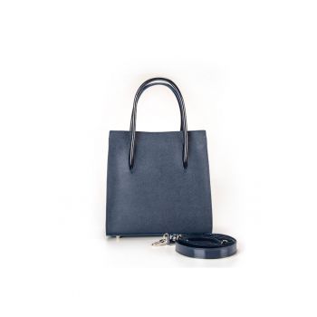 Geanta dama piele -  Hanna 5 - bleumarin - 30x12x30 cm