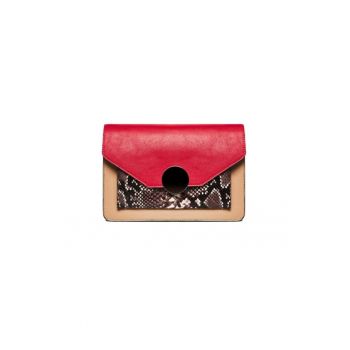 Geanta dama piele -  Ivona - rosu capucino - 26x7x18 cm