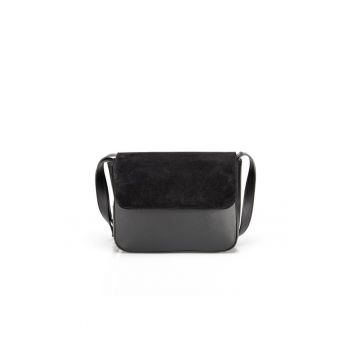 Geanta dama piele -  Kaia - negru - 24x9x19 cm