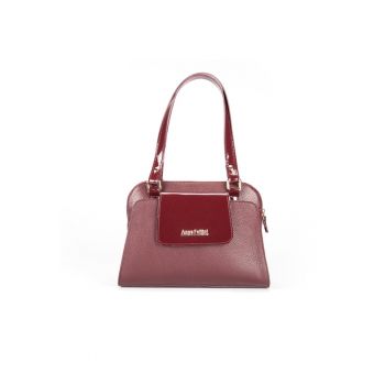 Geanta dama piele -  Madonna 15 mica - visiniu - 31x9x22 cm