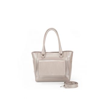 Geanta dama piele -  mica - grej sidefat - 33x11x24 cm