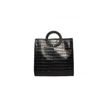 Geanta dama piele -  Olimpia - neagra - 22x10x17 cm