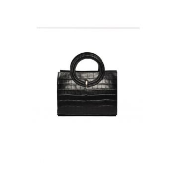 Geanta dama piele -  Olivia - negru - 22x10x17 cm