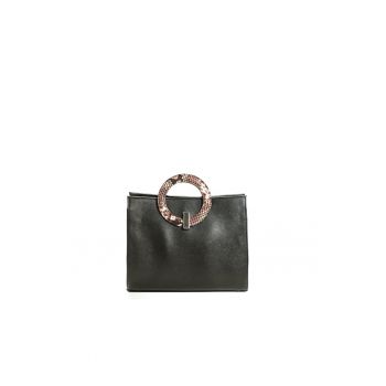Geanta dama piele -  Olivia - sarpe negru - 22 x 10 x 17 cm