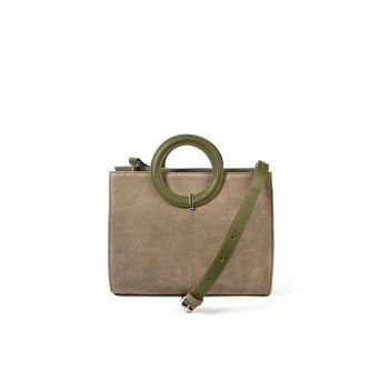 Geanta dama piele -  Otilia - kaki - 29 x 10 x 22 cm