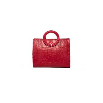 Geanta dama piele -  Otilia - rosu - 29x10x22 cm