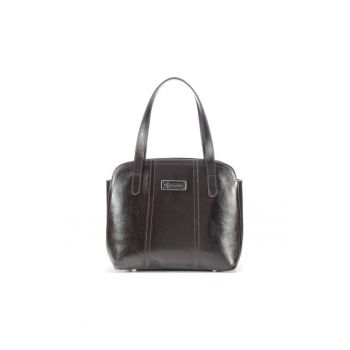Geanta dama piele -  Papion mic - maro inchis - 28x11x24 cm