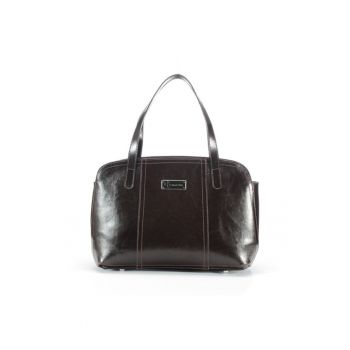 Geanta dama piele -  Papion mijlociu - maro inchis - 37x10x24 cm