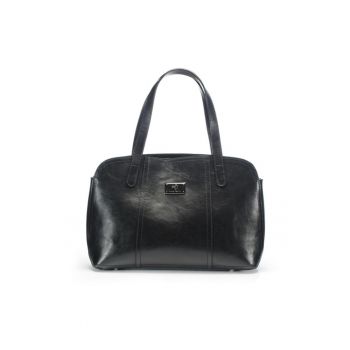 Geanta dama piele -  Papion mijlociu - negru - 37x10x24 cm