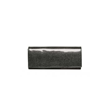 Geanta dama piele -  Plic Rama - lac negru cu sclipici auriu - 30x4x13 cm